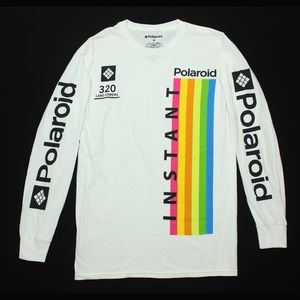 POLAROID White Long Sleeve Tee INSTANT Camera